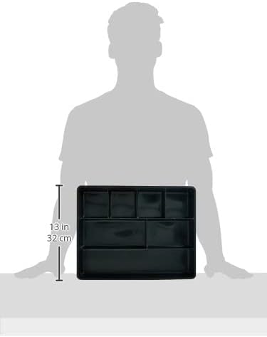 Extra Deep Desk Drawer Director Tray, Plastic, 11.875 x 15 x 2.5 Inches, Black