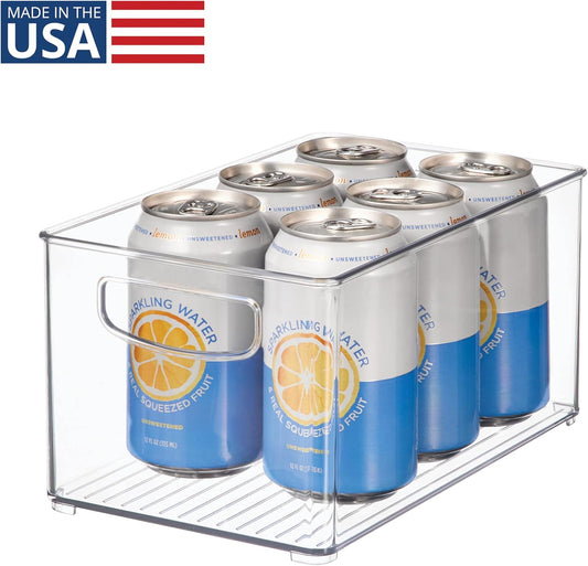 Stackable Clear Plastic Bin, 6-Pack | Kitchen Organizers and Storage, For Fridge and Pantry