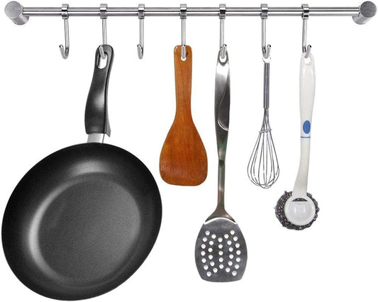 Kitchen Utensil Rack 7 Hooks for Pots Pans Mugs Cookware 15.6”