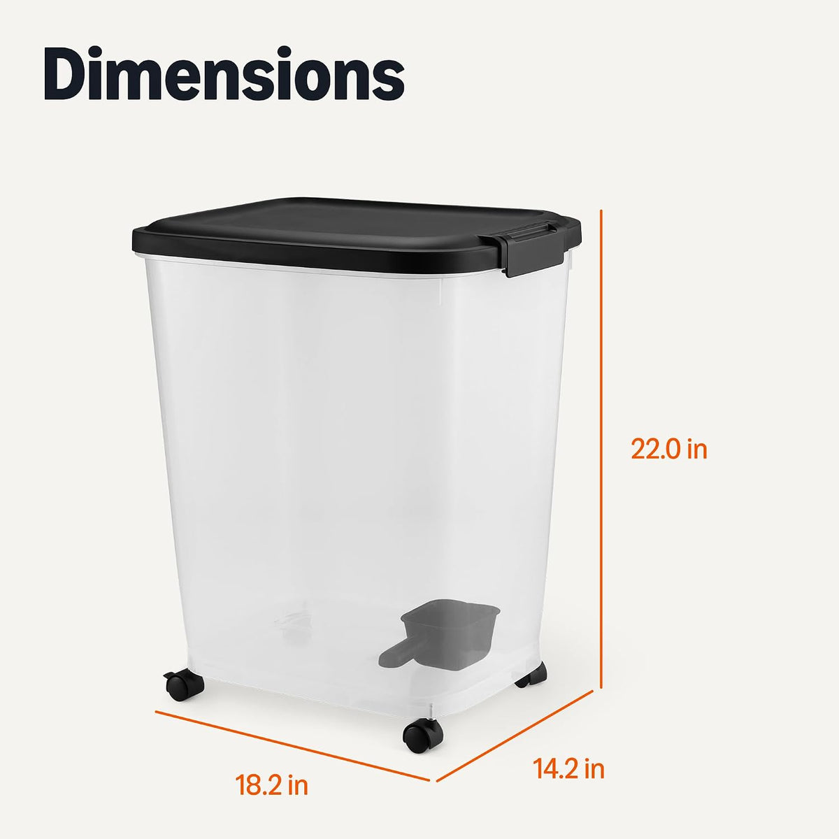 Pet Food Storage Container with Wheels, BPA-Free, Detachable Scoop, 30lbs Capacity, Reliable Seal