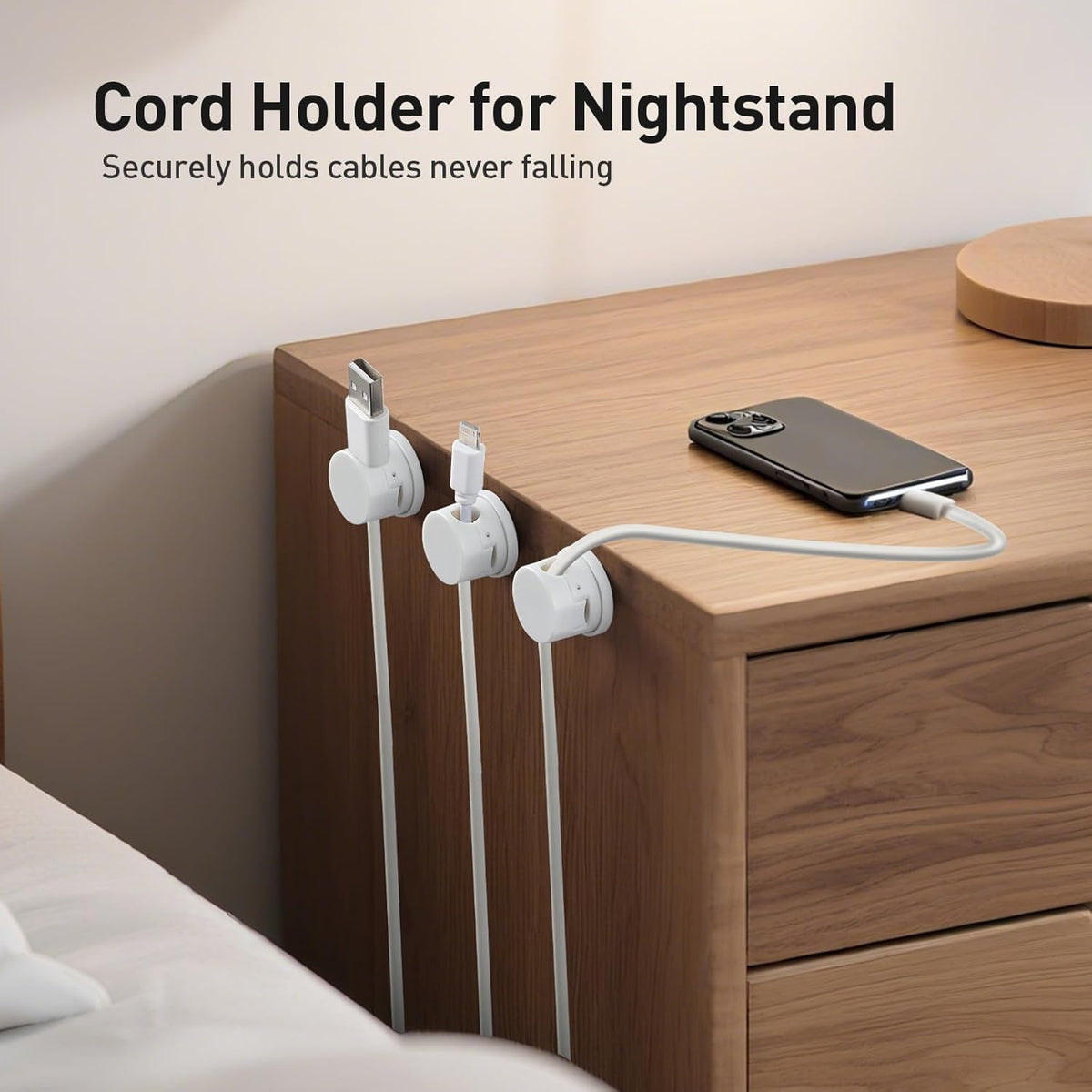 8 Pack Magnetic Cable Clips, 360° Rotatable Cord Holder, Clear