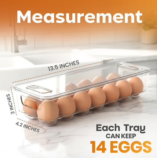 Egg Holder for Fridge, Stackable Egg Container, 2 Pack, Clear