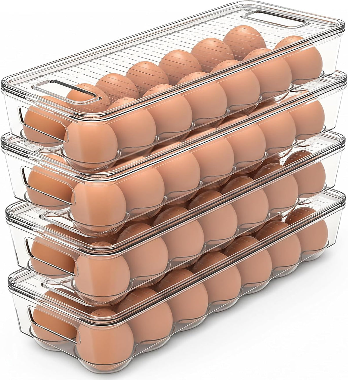 Egg Holder for Fridge, Stackable Egg Container, 2 Pack, Clear