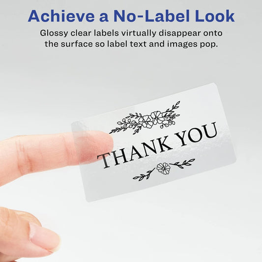 Printable Shipping Labels with Sure Feed, 2" x 4", Glossy Crystal Clear, 100 Blank Mailing Labels (6522)