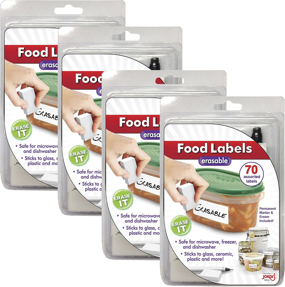 Erasable Food Labels Starter Kits With Pen & Erasers, Reusable Label Multi-Color, Freezer, Microwave & Dishwasher Safe Kitchen Tool for All-Purpose Meal Organization