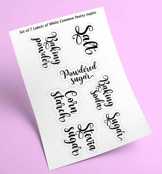 Pantry Organization Labels, Pantry Labels for Jars Containers Set of 7, Black Script Font, Common Baking Ingredients AG 11025