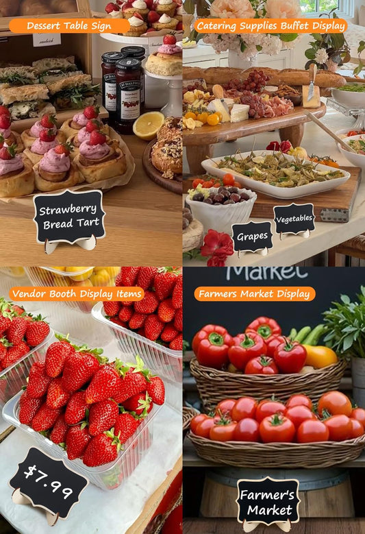 18PCS Mini Chalkboard Signs with Easel Stand/Food Labels for Party Buffet | Catering Supplies Buffet Display/Wedding Signs/Party Supplies/Place Cards/Reserved Table Numbers/Food Signs for Buffet etc.