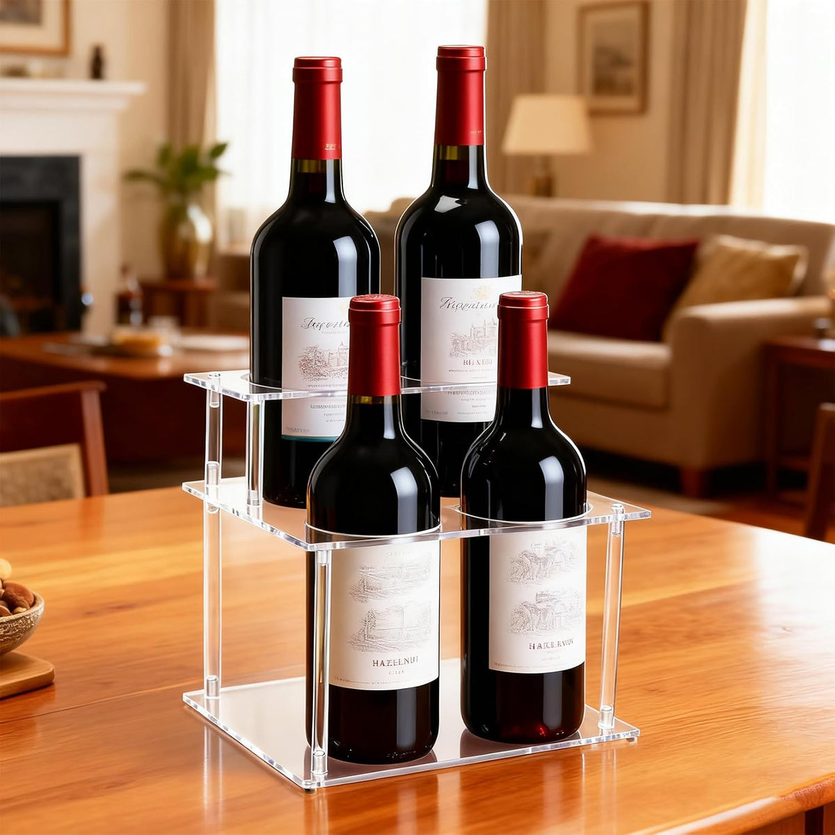 Acrylic Coffee Syrup Organizer, 2-Tier Coffee Station Organizer Holds 4 Syrup Bottles, Syrup Bottle Holder Stand Coffee Bar Accessories Kitchen Storage for Syrup,Wine,Condiments