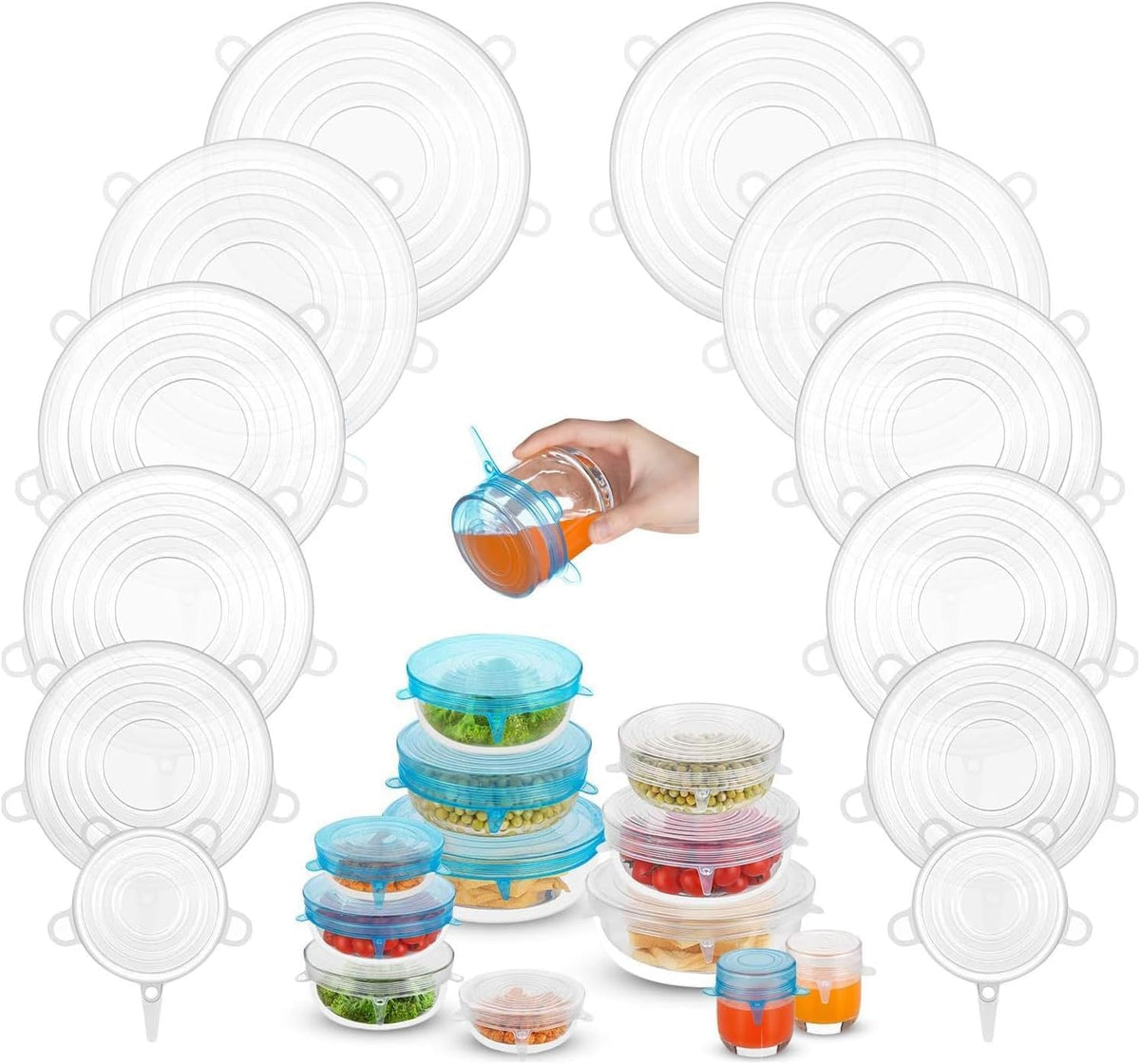 Silicone Stretch Lids, 12PCS Zero Waste Reusable Container Covers