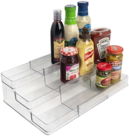 3 Tier Expandable Kitchen Cabinet Shelf Organizer, Mega | Slides open to fit wide cabinets, Adds extra levels for canned goods and jars, Great for large pantries, cupboards or closets