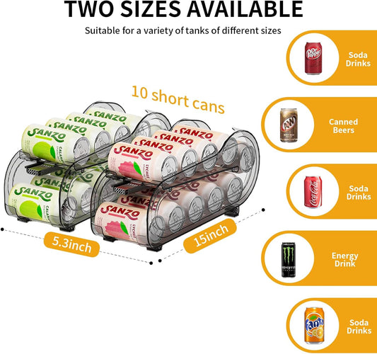 Drink Organizer for Fridge, Soda Can Organizer Dispenser for Refrigerator with Automatic Rolling,Organize Standard Size 11.15oz or 12oz Cans Drink,Save space for Fridge、Kitchen、countertop (2 pack)
