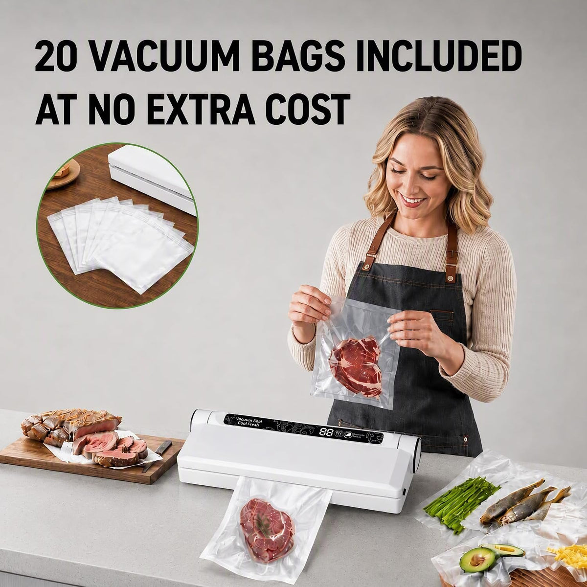 Compact Vacuum Sealer for Food, 75Kpa Food Sealer Machine
