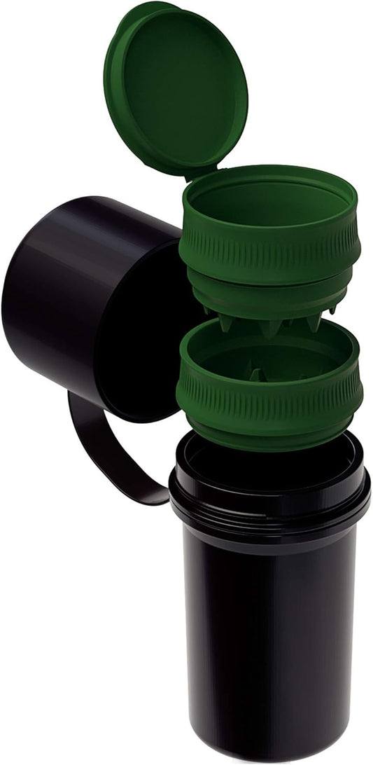 Keeper 3-in-1 Grinder & Storage Container – Compact Organizer with Removable Grinder, Dual Compartments for Raw & Ground Materials, Travel-Friendly with Clip Attachment - (Black)