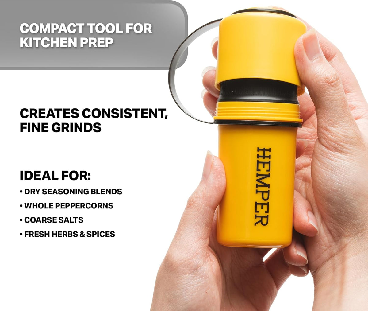 Keeper 3-in-1 Grinder & Storage Container – Compact Organizer with Removable Grinder, Dual Compartments for Raw & Ground Materials, Travel-Friendly with Clip Attachment - (Black)
