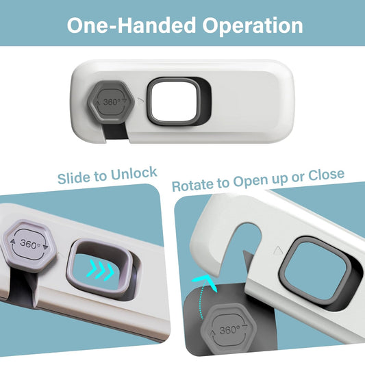 5 Pack Fridge Lock, Child Proof Refrigerator Lock, French Fridge Door Latches, Baby Safety Locks for Cabinet, Cupboard, Drawers, Oven, Closet, Strong Adhesive-Easy to Install, Grey