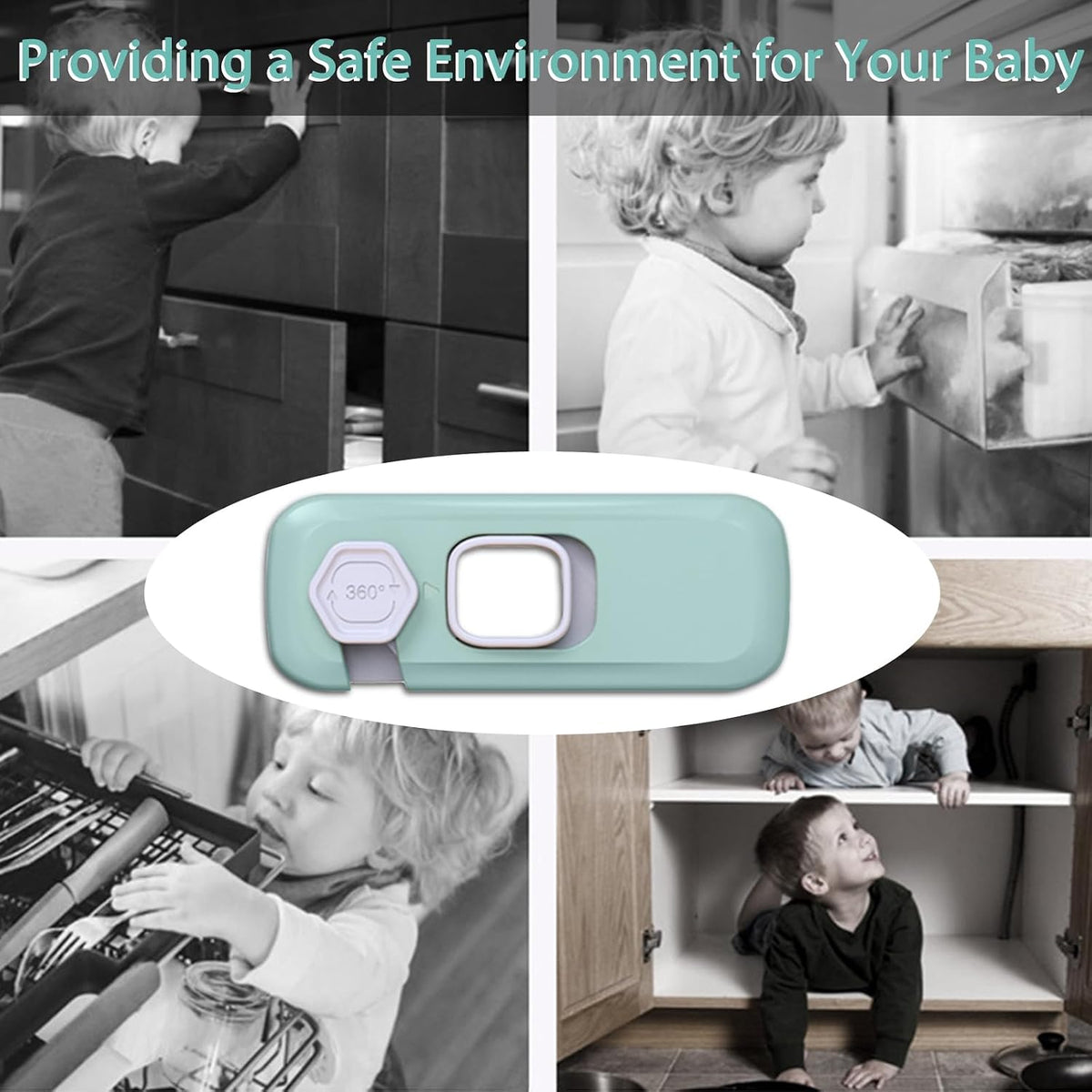 5 Pack Child Proof Refrigerator Lock, Baby Proofing Cabinet Locks, Oven Lock Child Safety, Fridge Lock, for Fridge, Drawers, Dishwasher, Oven, Cupboard, Closet, Adhesive, No Tools Need(Grey)