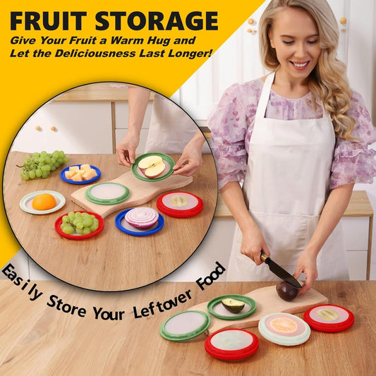 Silicone Food Storage Containers, 4Pcs Avocado Saver Produce Holder | Keep avocados fresh! Reusable Onion Storage for tomato, lemons, garlic & potato. Fresh fruit fridge organizers.