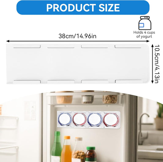Yogurt Organizer for Fridge, 4 Capacity Yogurt Sliders for Refrigerator Space Saving Fridge Storage for 3.75 Inch Wide Mouth, 2 Pack