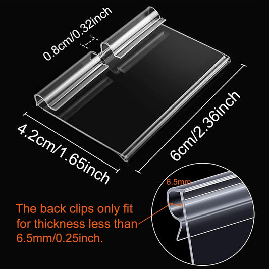 50PCS Basket Bin Labels Clip On, Clear Plastic Label Holders for Storage Bins, Wire Shelf Price Tags,Merchandise Display Signs,50PCS 6X4CM Paper Inserts Included.