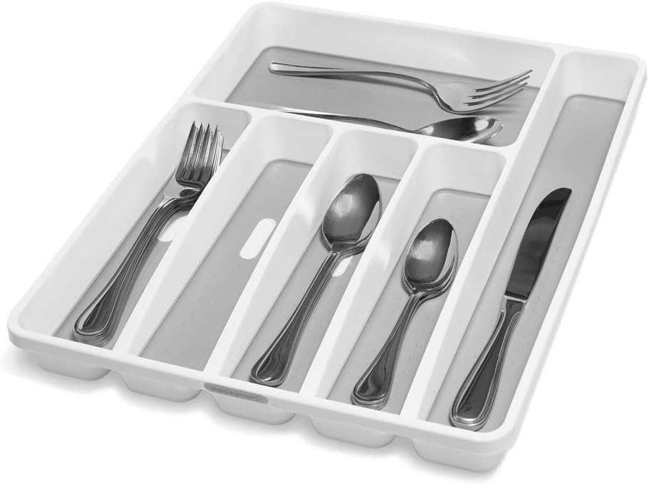 Classic 6 Compartment Silverware Tray, White