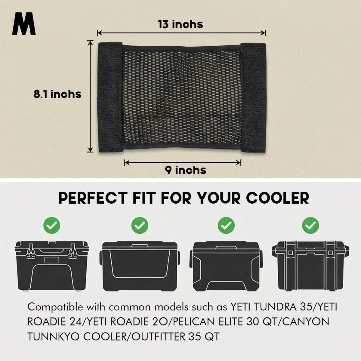Cooler Net for Dry Storage & Organization - Compatible with YETI, RTIC, Ninja, Igloo, Coleman Hard Coolers - Ideal for Camping, Hiking, Fishing