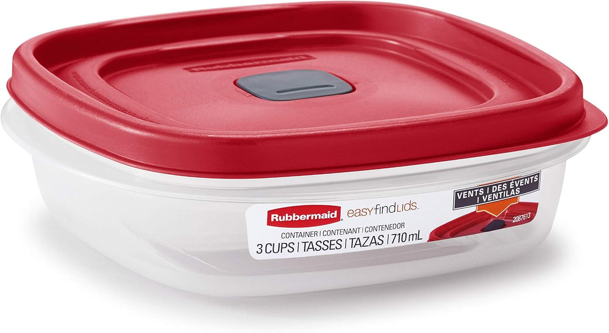 EasyFindLids Food Storage and Organization Containers, 3-Pack, Racer Red, BPA-Free, Microwave & Dishwasher Safe