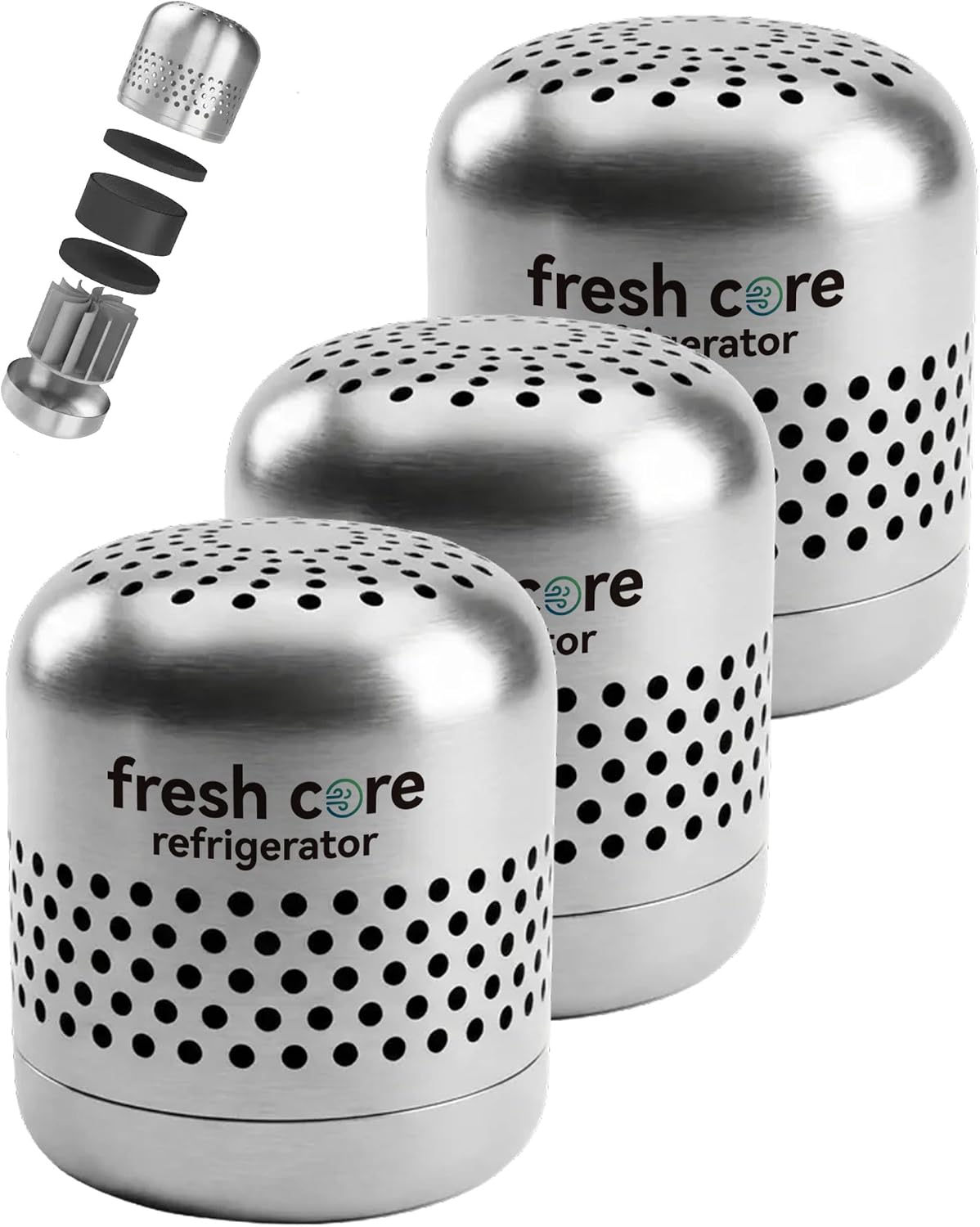 Refrigerator Deodorizer, Nano-Catalytic Stainless Steel Odor Eliminator, Compact Storage Design, Extends Grocery Life, 10-Year Odor Eliminator for Fridge Freezer Car Closet,1Pcs