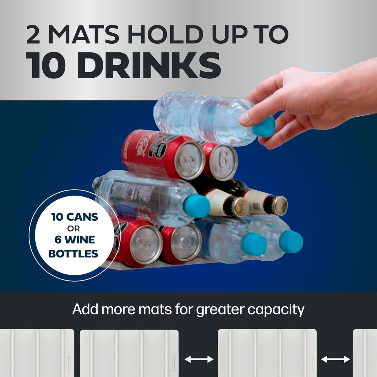 2 Pack Drink Organizer for Fridge Modular, Soda Can Refrigerator Organizers and Storage, Beer-Wine-Water Bottle Holder, Durable Non-Slip Anti-Roll