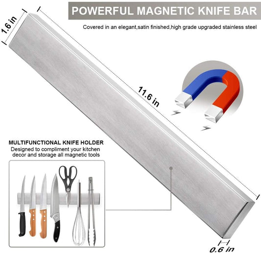 12 Inch Magnetic Knife Holder for Wall, Stainless Steel Knife Strip