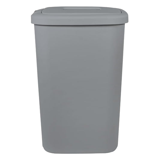13.3 Gallon Plastic Kitchen Trash Can, Slim Touch Top Push Button Lid Gray