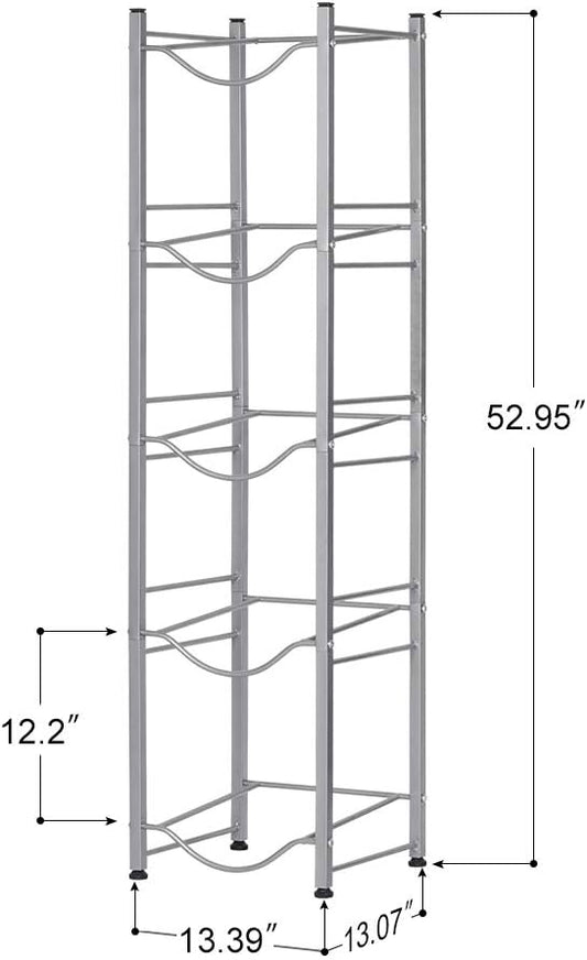 5 Gallon Water Jug Holder, 5 Tiers Silver Heavy Duty Water Rack