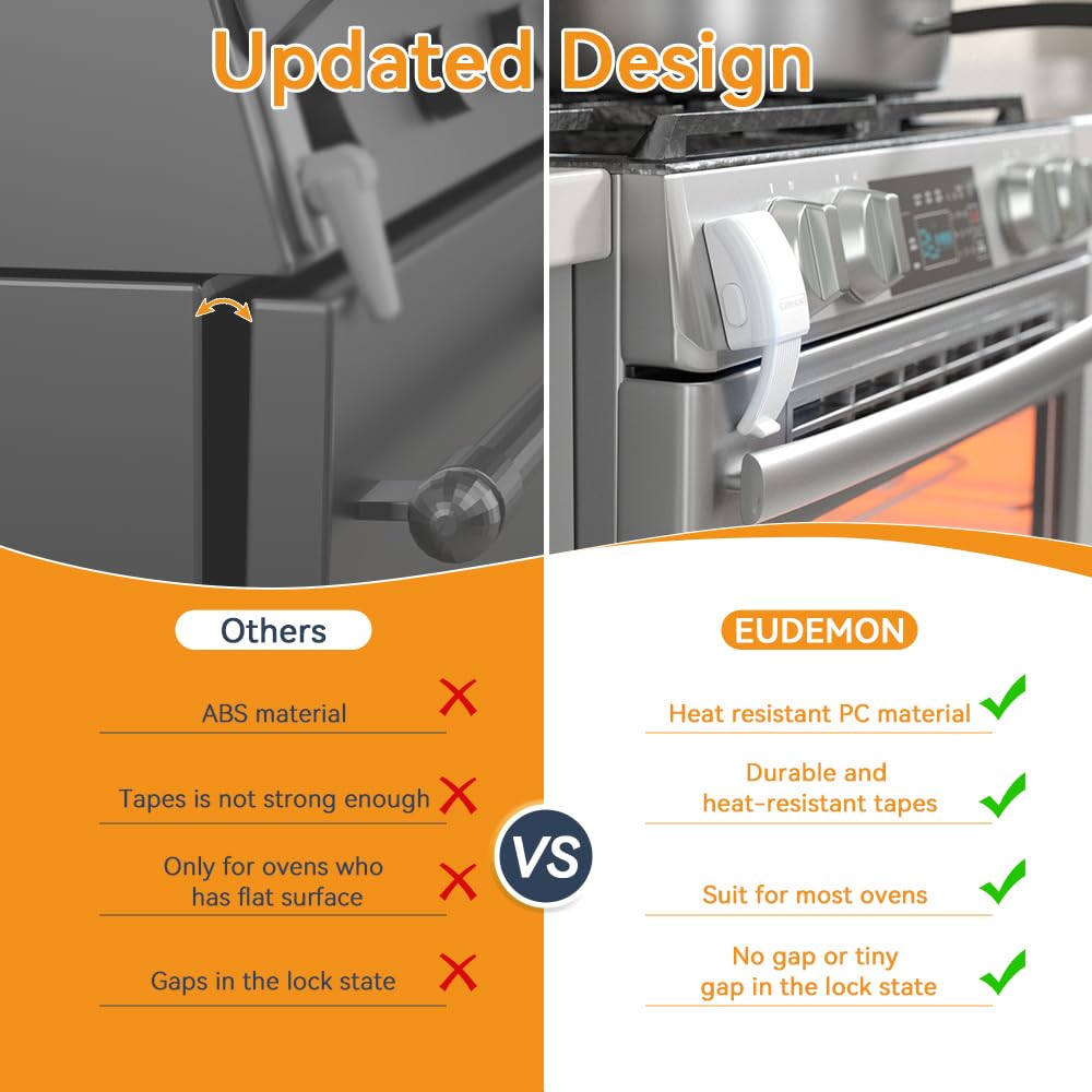 1 Pack Updated Oven Front Lock,Childproof Oven Door Lock, Easy to Install & Use Durable and Heat-Resistant Material no Tools Need or Drill(Black)