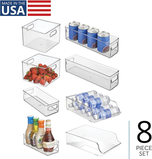 Plastic Stackable Pantry Bin, Clear | Storage Bin with Handles, For Cabinets or Fridge