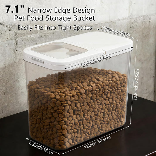 Pet Food Storage Container with Lid & Scooper 10-15lbs/12L Dog Food Storage Container Clear Airtight Cat Food Storage Container BPA Free Dog Treat Container Store Dry Food for Pantry Kitchen