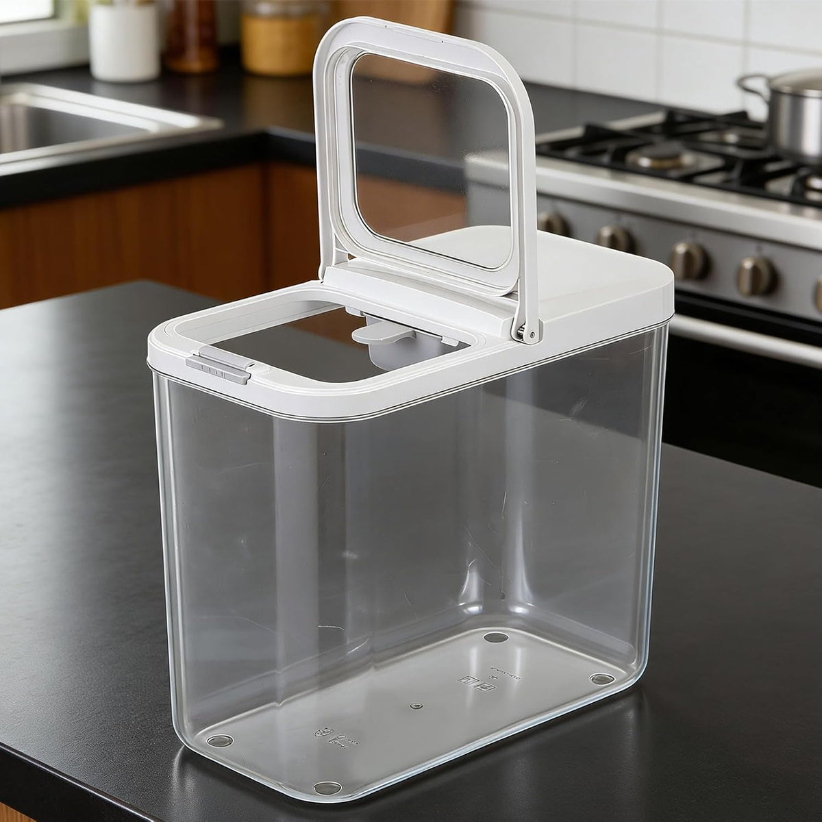 Pet Food Storage Container with Lid & Scooper 10-15lbs/12L Dog Food Storage Container Clear Airtight Cat Food Storage Container BPA Free Dog Treat Container Store Dry Food for Pantry Kitchen