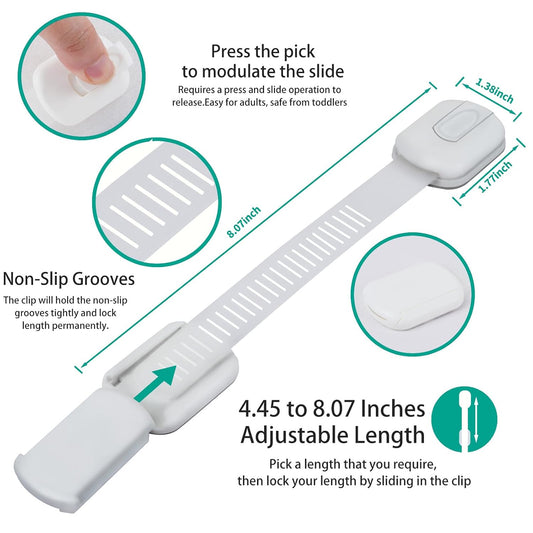 Multi-Use Adhesive Strap Locks for Baby Proofing Cabinets & Drawers