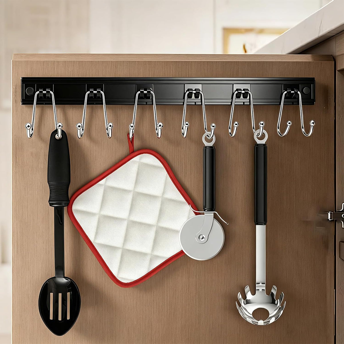 2PCS Utensil Racks with 8 Hooks 17 Inch Kitchen Utensil Holders Hanging Utensil Rack Multifunctional (17 inch)