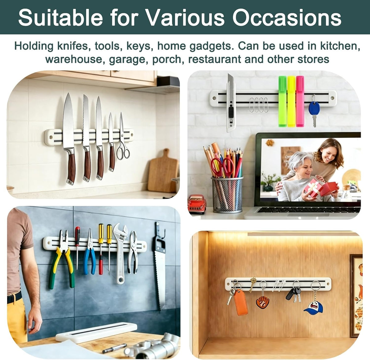 Magnetic Knife Strips,Magnetic Knife/Tool Holder for Wall/Refrigerator