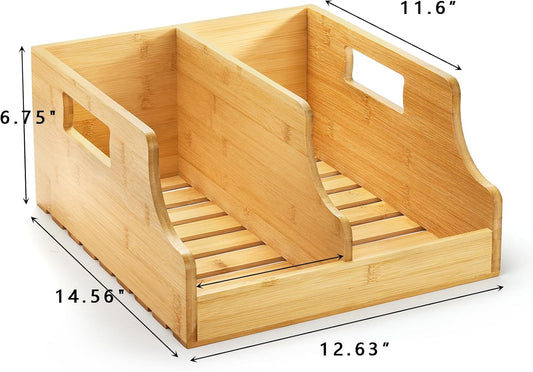 Bamboo Soda Can Organizers, Can Holder and Drink Dispenser for Kitchen, Countertop, Pantry Organizer Bins for Soda, Pop, Drinks, Beer, Water Bottles, Holds 26-28 Cans