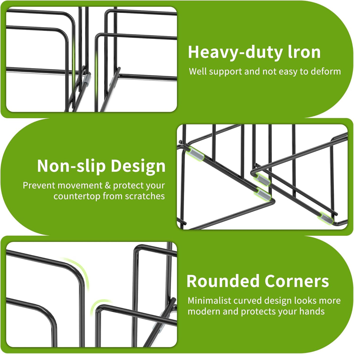 Pan and Pot Organizer Rack, Cutting Board Organizer for Cookie Sheet,Frying Pan inside Cabinet,Baking Pan, Tray Organizer for Kitchen Storage - Total 5 Compartments(2 Pcs)