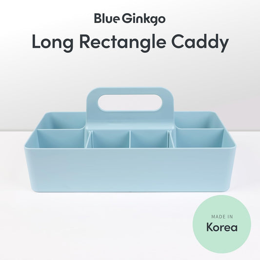 Stackable Organizer Caddy, Rectangle, White, Made in Korea | Portable. Adjustable. Home, Office & School Storage.