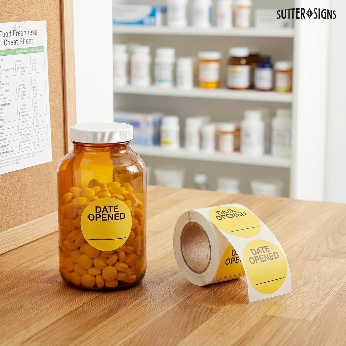 500pcs Date Opened Stickers Label Roll, 1.25" Diameter