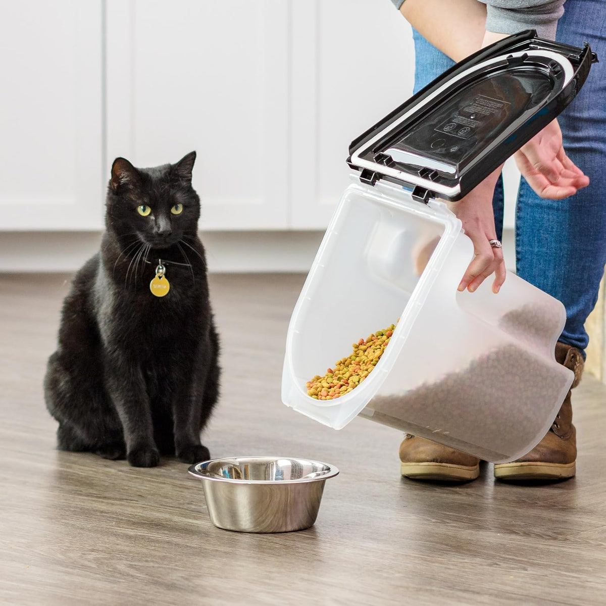 Dog Food Storage Container, Up to 6.5 lbs, Black, Made in USA | Airtight Seal, BPA-Free, Best for Bird Seed, Cat food, Cat Litter, Chicken Feed