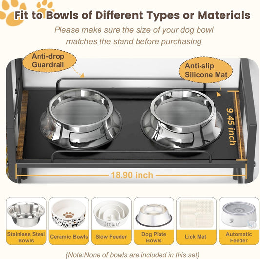 Dog Feeding Station with 2 Elevated Bowl Stands & Large Storage