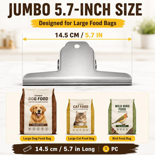 Dog Food Bag Clip, 14.5cm Heavy Duty Metal Large Food Bags Sealing Clip