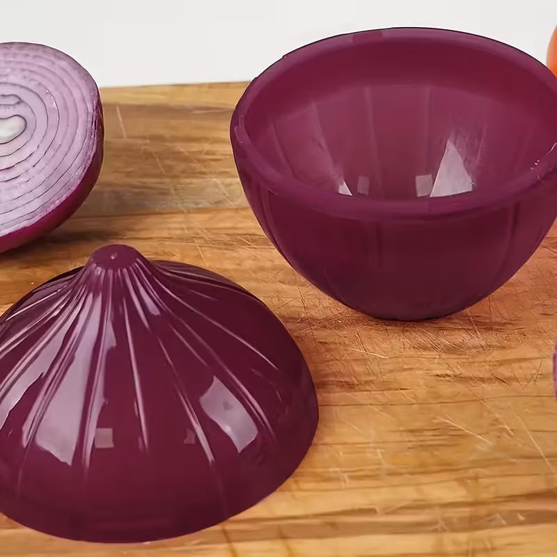 2pcs Set Plastic Food Savers Storage Container, Lemon & Onion Shaped, Multipurpose, Freezer Safe, Flip Top, Hand Wash, No Electricity Needed, with Fruit & Vegetable Preservation Boxes, for Kitchen