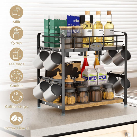 Coffee Cup Holder 2 Tier Mug Stand Rack