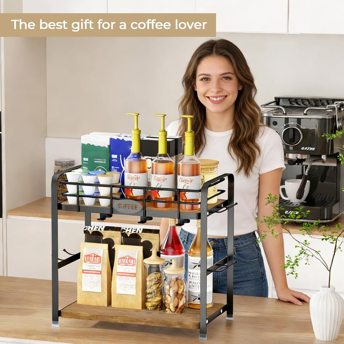Coffee Cup Holder 2 Tier Mug Stand Rack