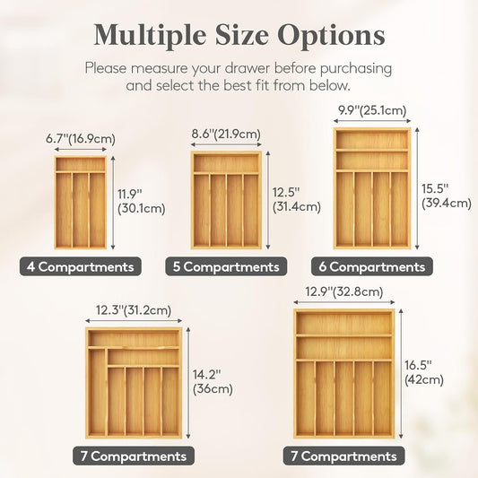 Bamboo Silverware Tray for Drawer, 6.7 x 12