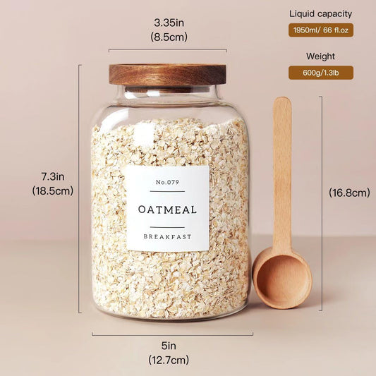 2 PCS Large Glass Jar with Airtight Lid, Glass Food Storage Jars for Tea,Spice,Cereal, Egg,Flour,Coffee and More(1 gallon/4000 ml)